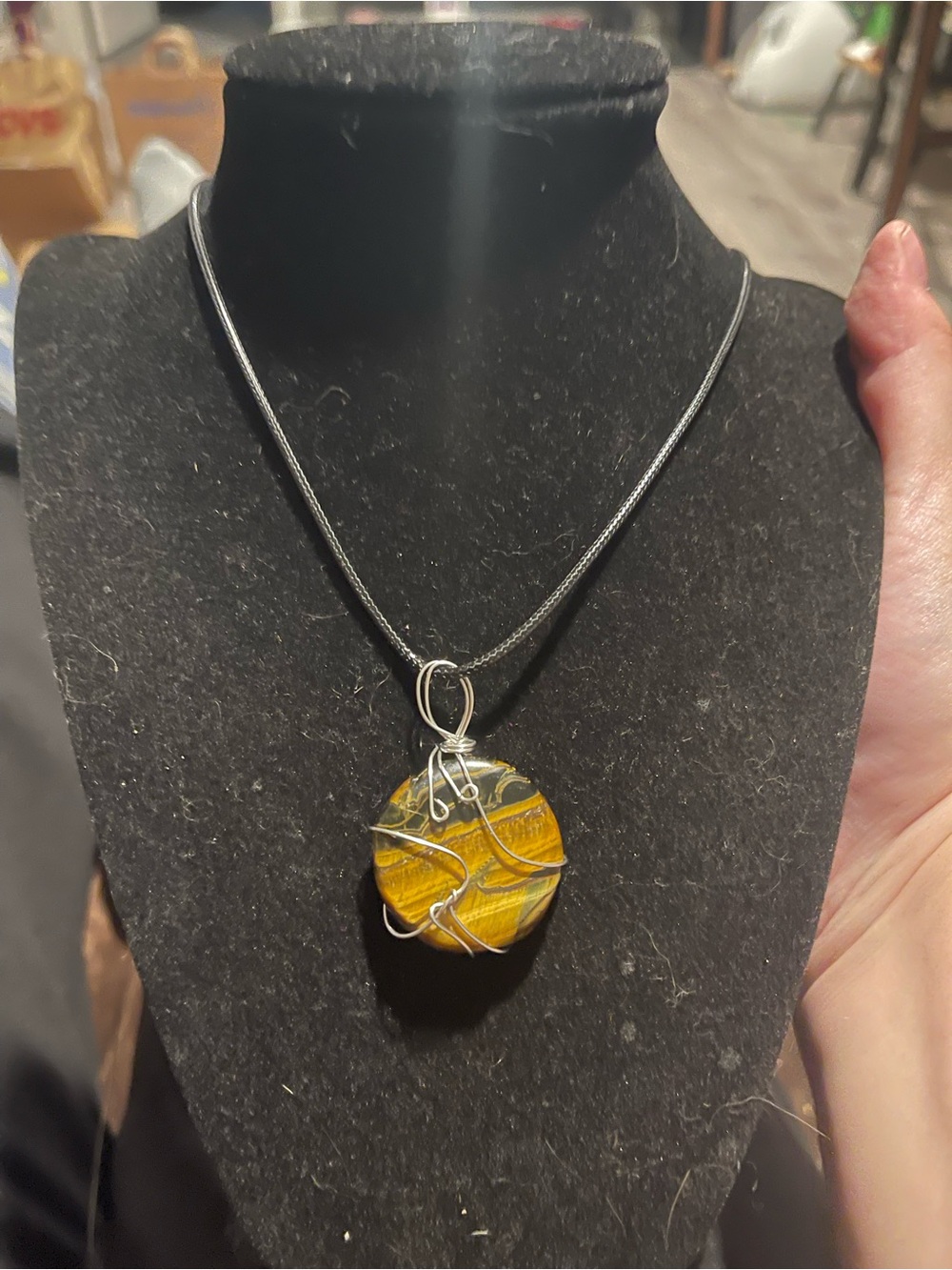 Handcrafted Yellow Tiger's Eye Pendant Necklace